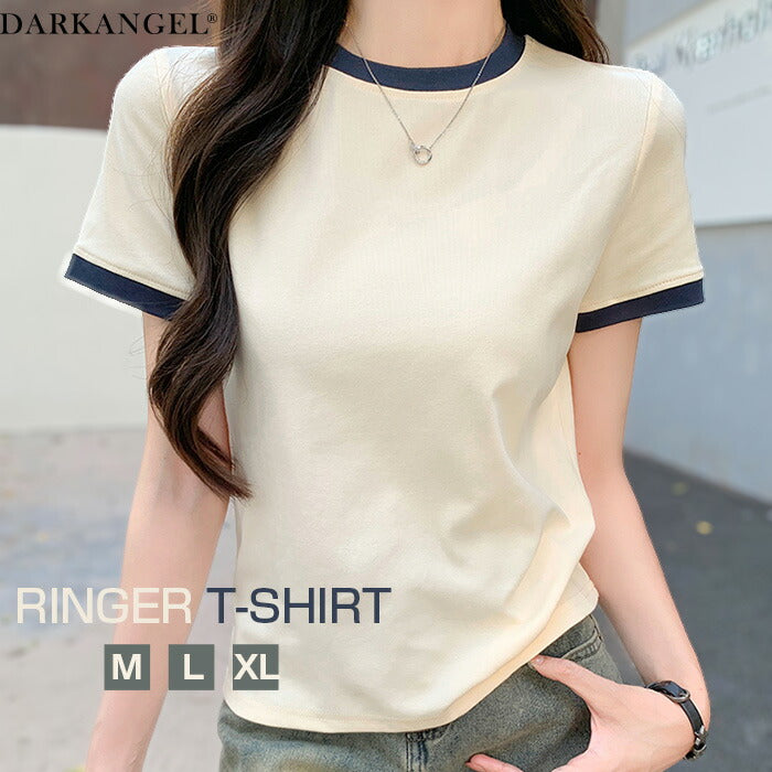 リブボーダーリンガーTシャツ