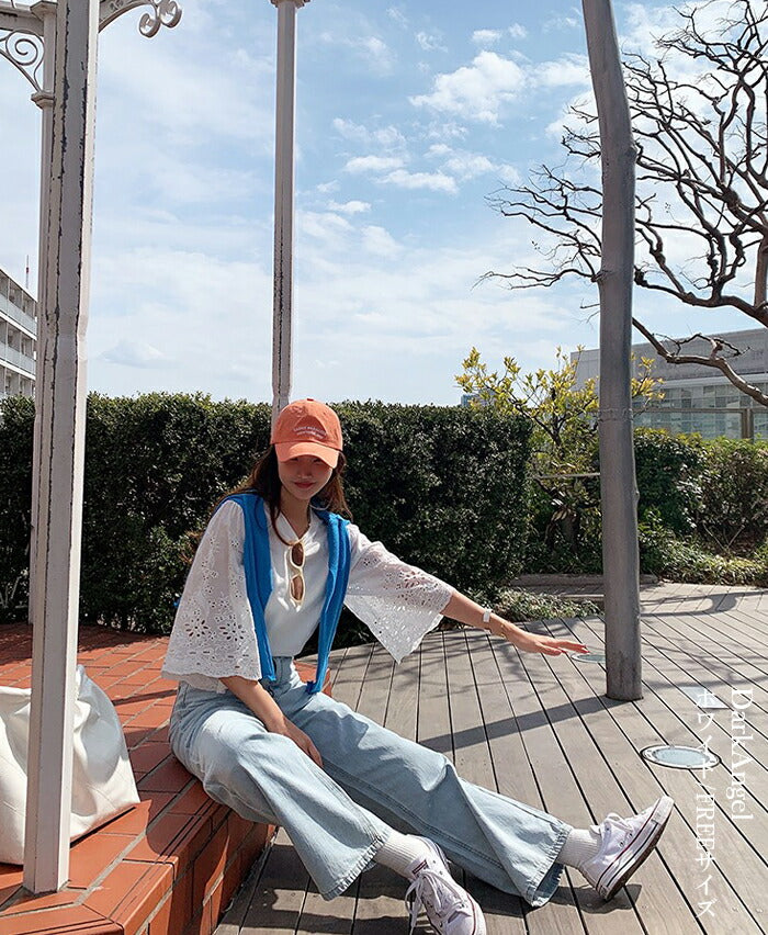 コットンレーススリーブTシャツ