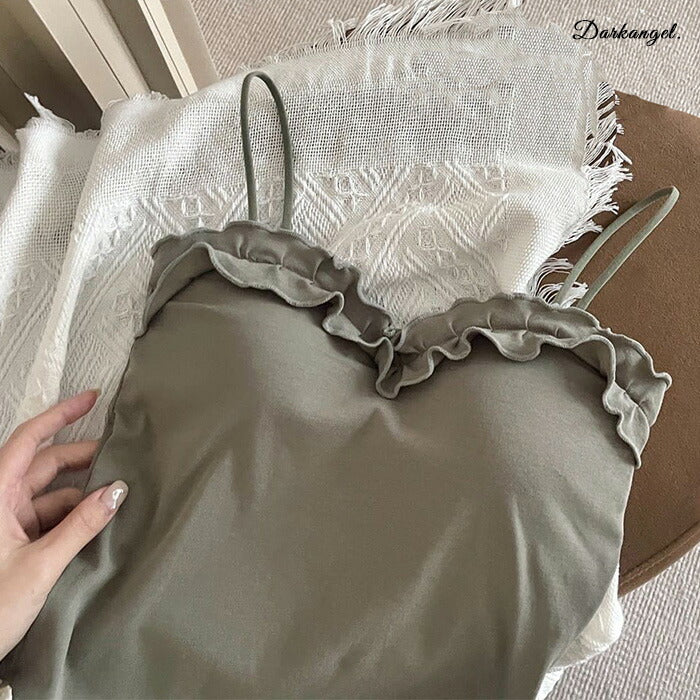 フリルデザインカップ付きキャミソール