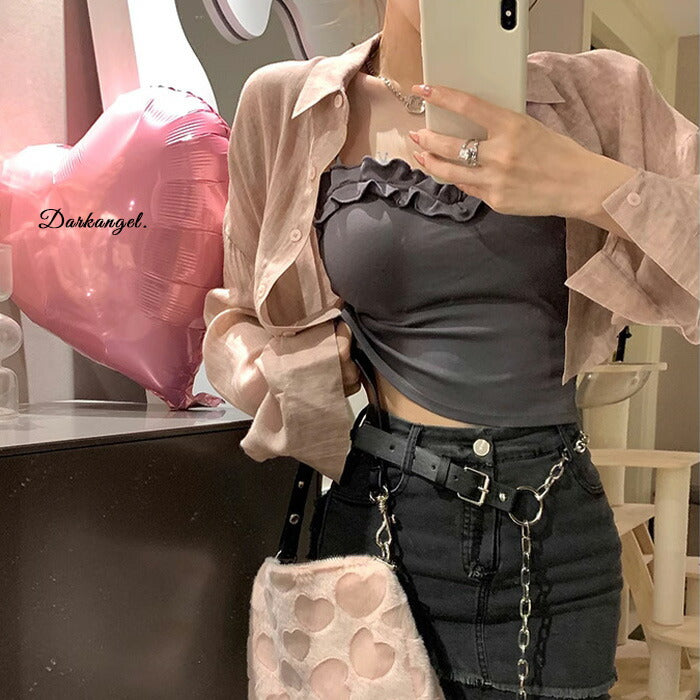 フリルデザインカップ付きキャミソール