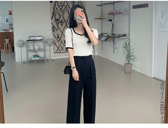 バイカラーサマーリブニット