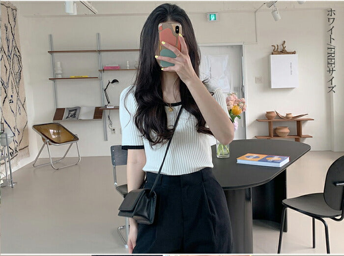 バイカラーサマーリブニット