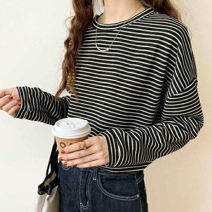 ドロップショルダーボーダーカットソー