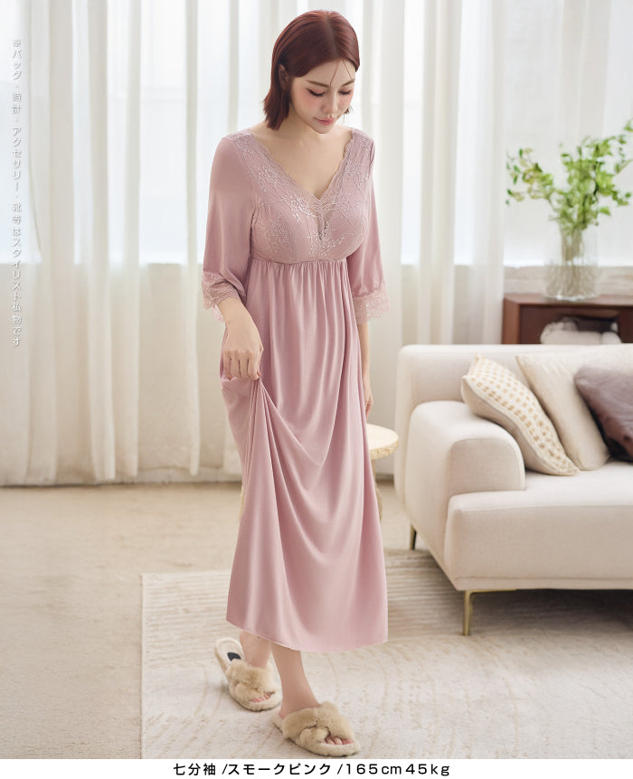 ナイトブラワンピース 長袖 半袖 マキシ丈 ナイトブラ ルームウェア レディース ワンピース ナイトブラ一体型 カップ付き