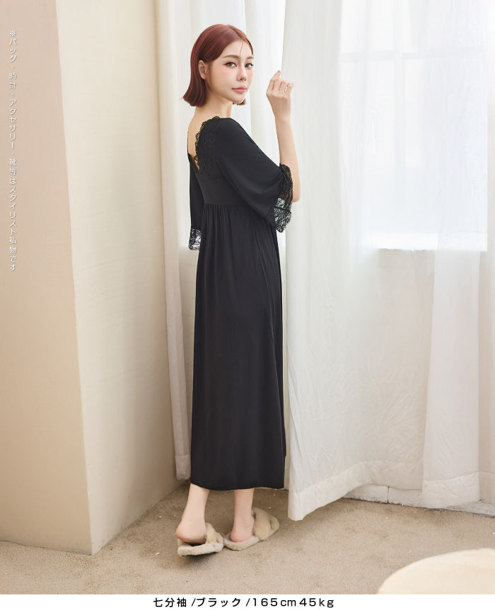 ナイトブラワンピース 長袖 半袖 マキシ丈 ナイトブラ ルームウェア レディース ワンピース ナイトブラ一体型 カップ付き