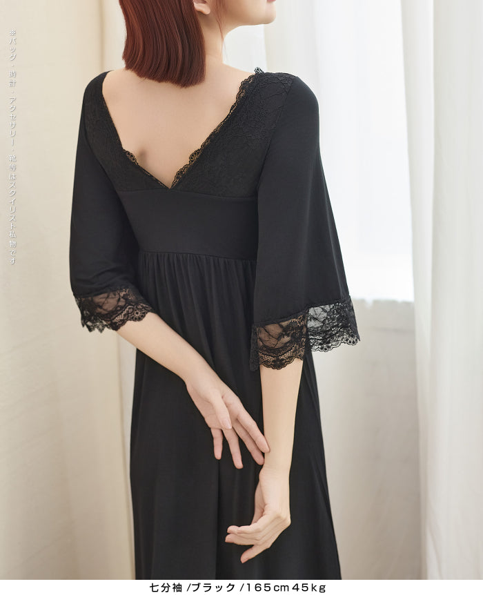 ナイトブラワンピース 長袖 半袖 マキシ丈 ナイトブラ ルームウェア レディース ワンピース ナイトブラ一体型 カップ付き