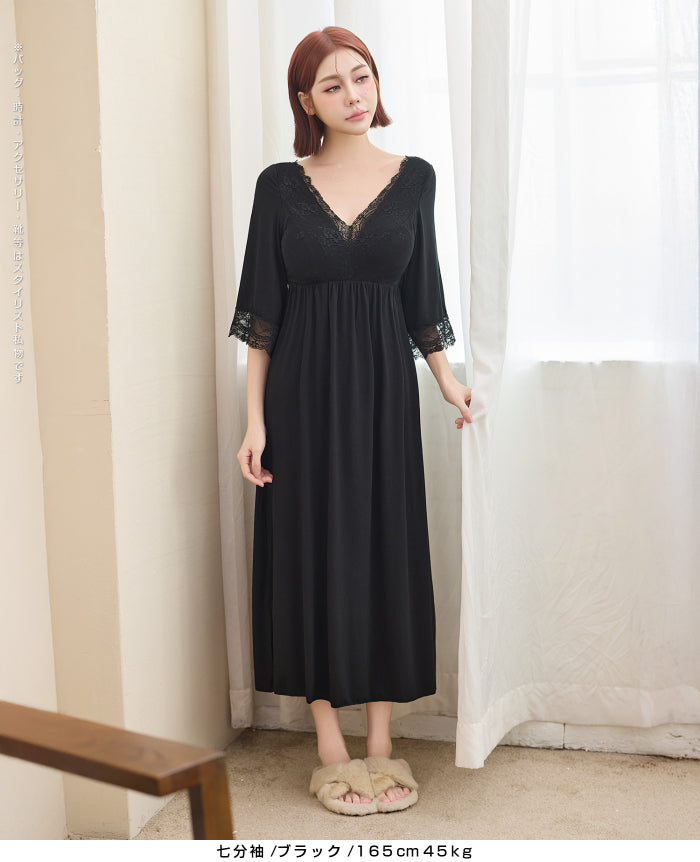 ナイトブラワンピース 長袖 半袖 マキシ丈 ナイトブラ ルームウェア レディース ワンピース ナイトブラ一体型 カップ付き