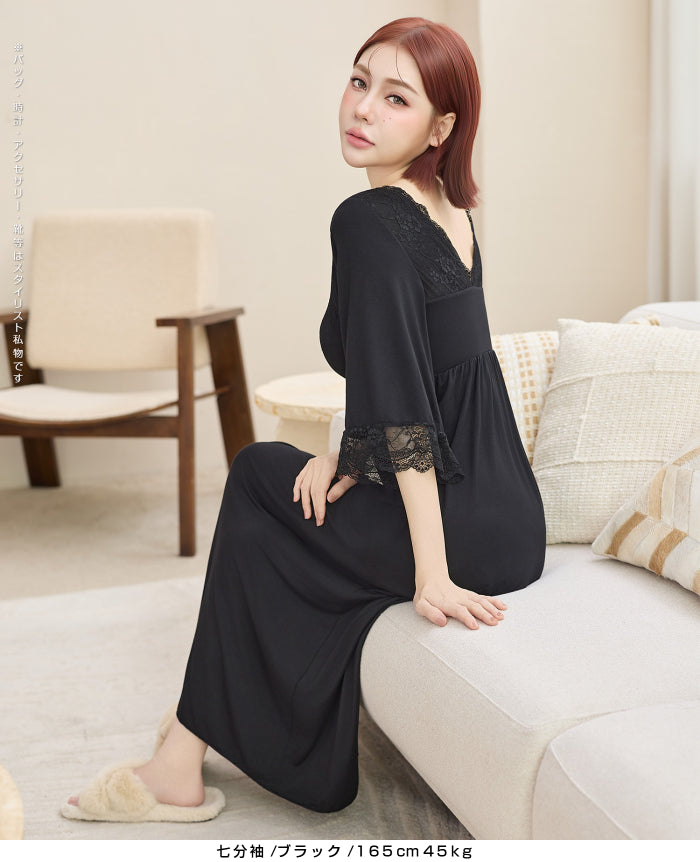 ナイトブラワンピース 長袖 半袖 マキシ丈 ナイトブラ ルームウェア レディース ワンピース ナイトブラ一体型 カップ付き