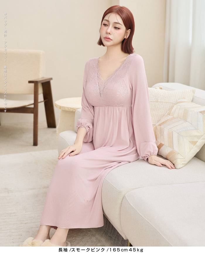 ナイトブラワンピース 長袖 半袖 マキシ丈 ナイトブラ ルームウェア レディース ワンピース ナイトブラ一体型 カップ付き
