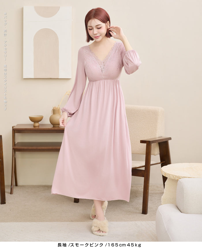 ナイトブラワンピース 長袖 半袖 マキシ丈 ナイトブラ ルームウェア レディース ワンピース ナイトブラ一体型 カップ付き