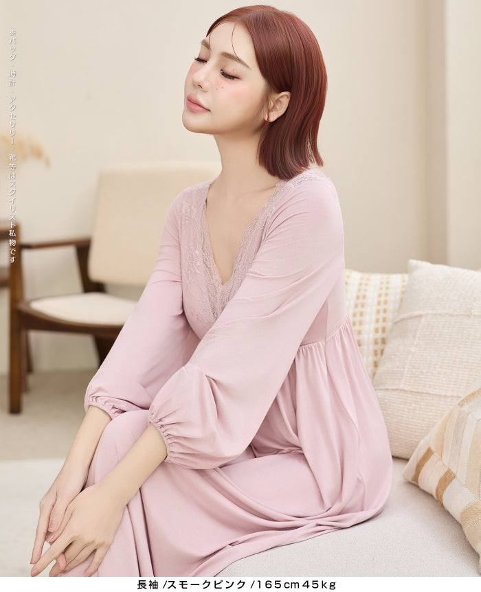 ナイトブラワンピース 長袖 半袖 マキシ丈 ナイトブラ ルームウェア レディース ワンピース ナイトブラ一体型 カップ付き