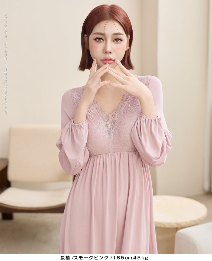 ナイトブラワンピース 長袖 半袖 マキシ丈 ナイトブラ ルームウェア レディース ワンピース ナイトブラ一体型 カップ付き