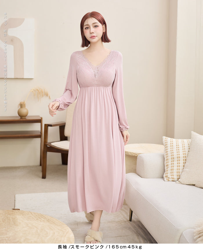 ナイトブラワンピース 長袖 半袖 マキシ丈 ナイトブラ ルームウェア レディース ワンピース ナイトブラ一体型 カップ付き