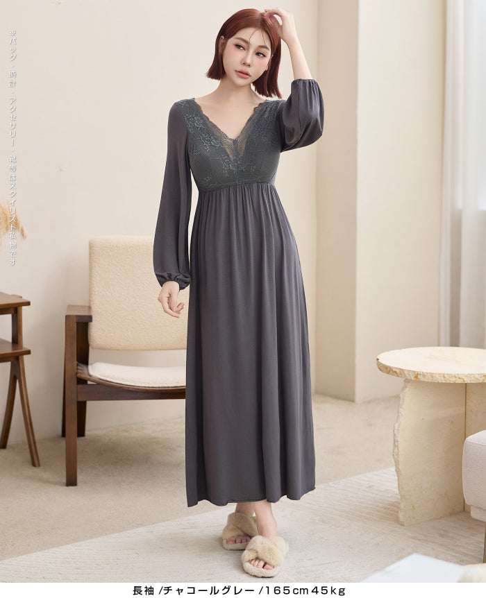 ナイトブラワンピース 長袖 半袖 マキシ丈 ナイトブラ ルームウェア レディース ワンピース ナイトブラ一体型 カップ付き