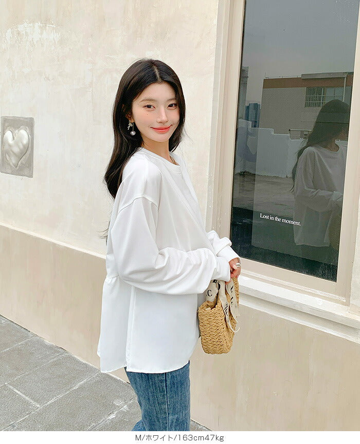 布帛切り替えペプラムTシャツ