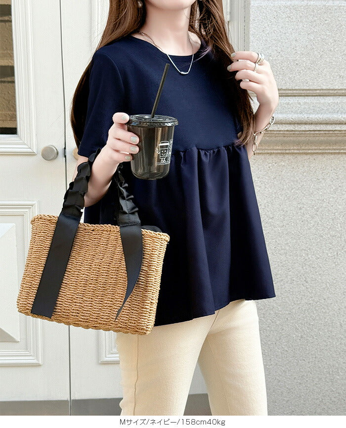 布帛切り替えペプラムTシャツ