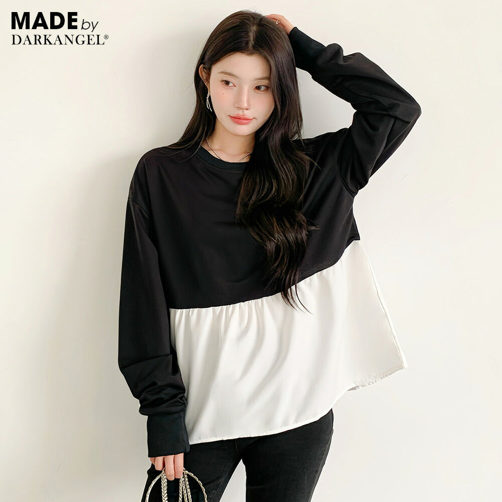 布帛切り替えペプラムTシャツ