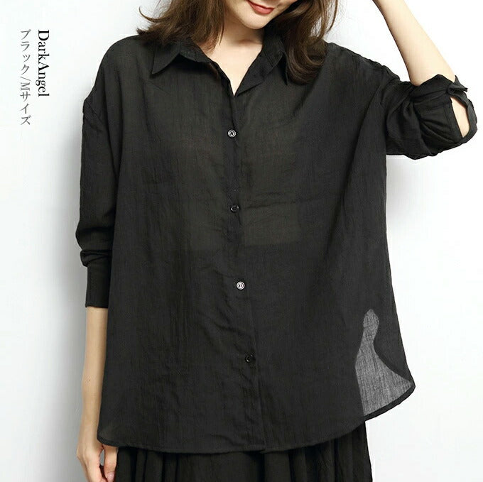 リネンタッチシャツブラウス
