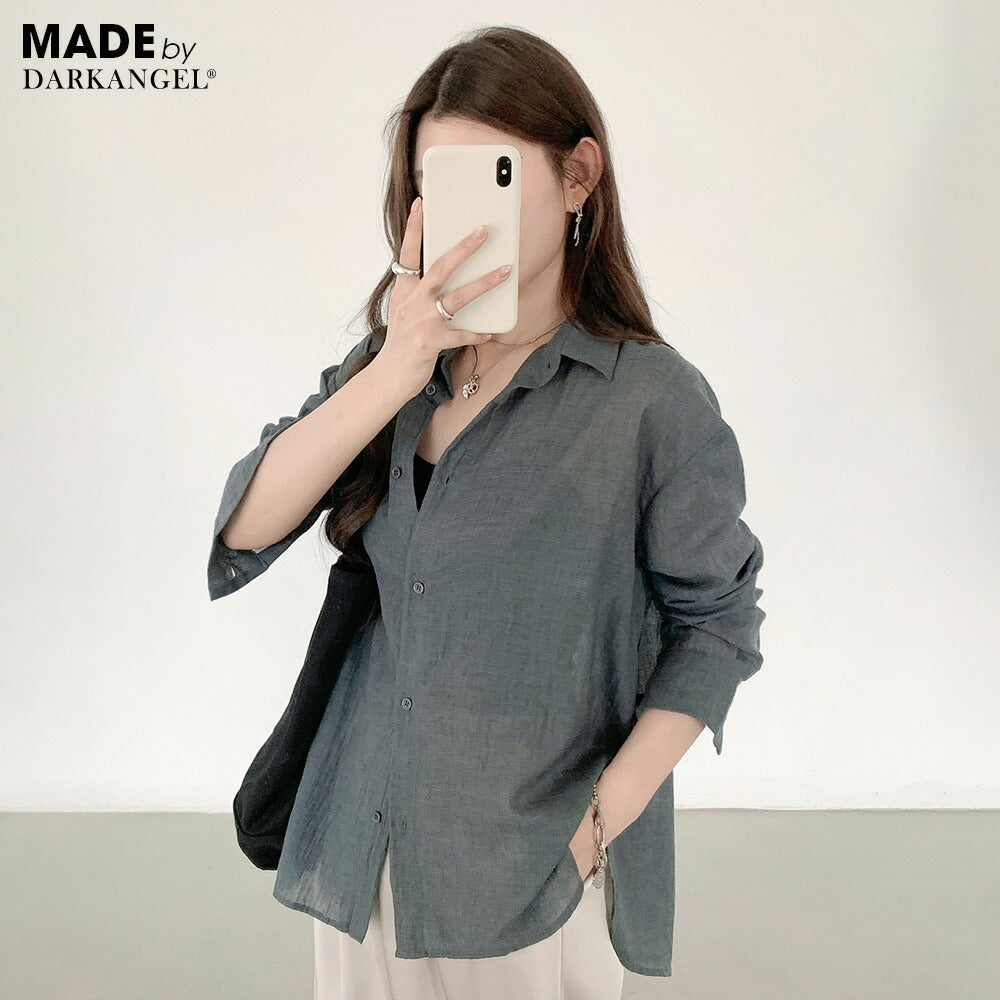 リネンタッチシャツブラウス