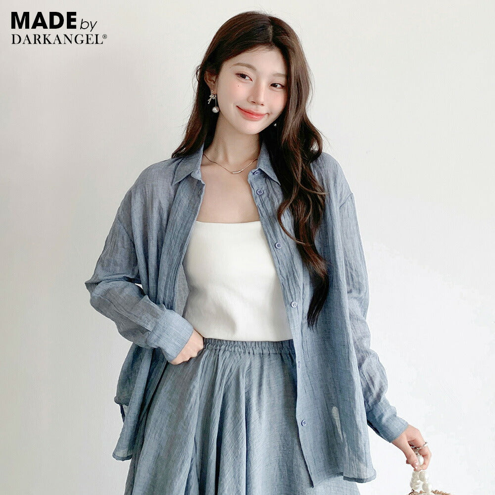 リネンタッチシャツブラウス