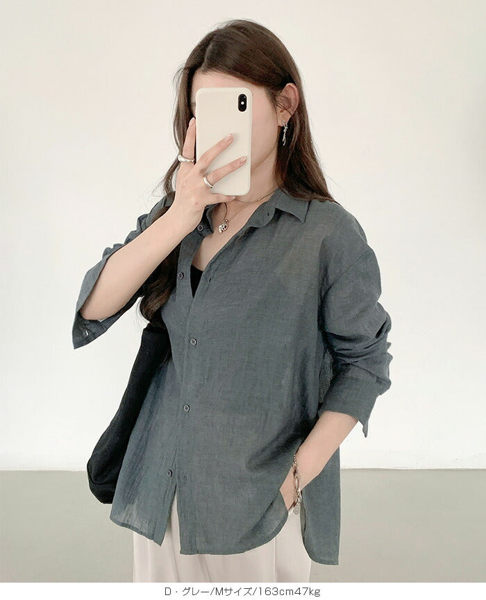 リネンタッチシャツブラウス