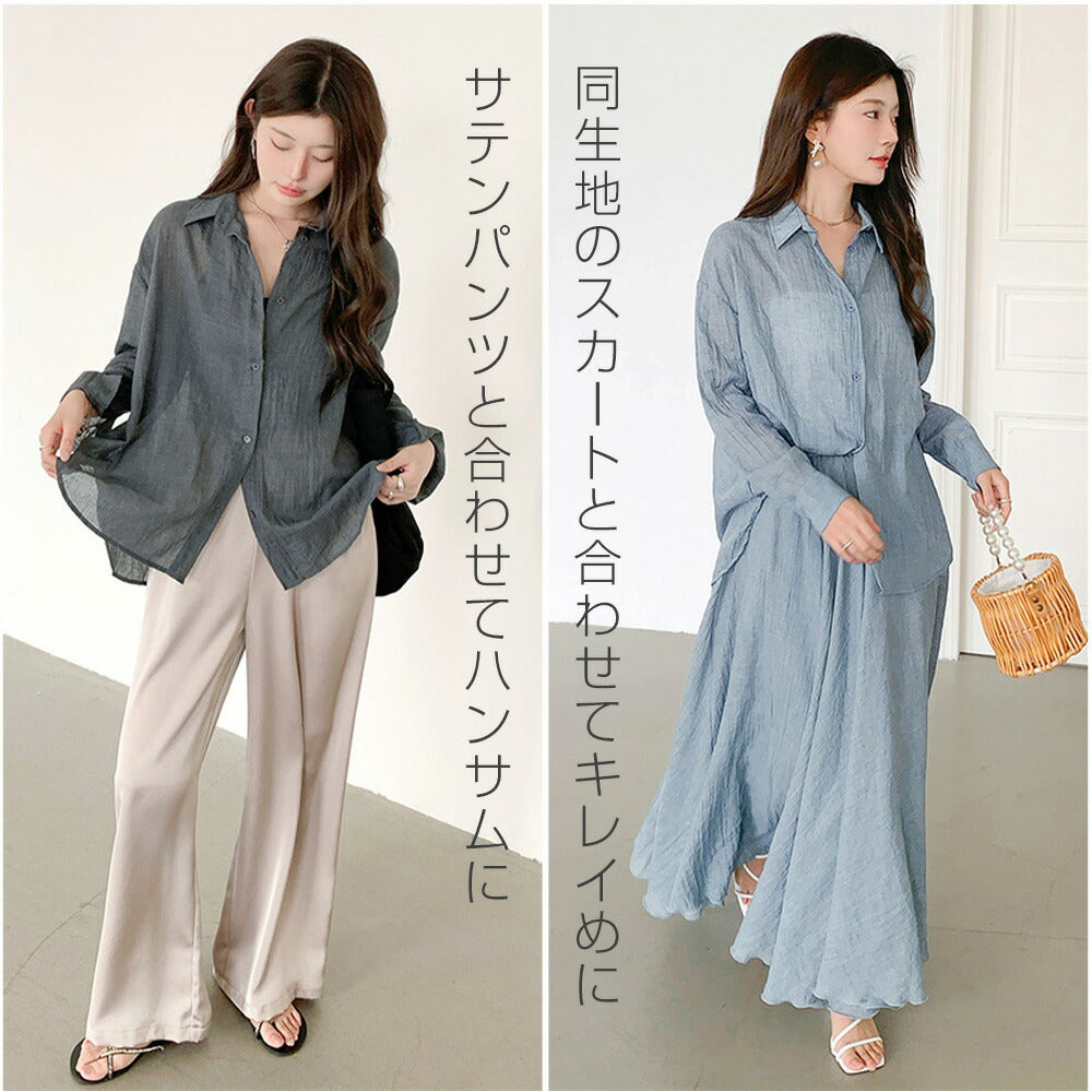 リネンタッチシャツブラウス