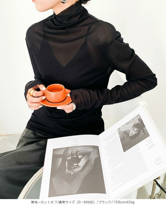 シアーハイネックトップス