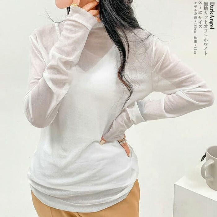 シアーハイネックトップス