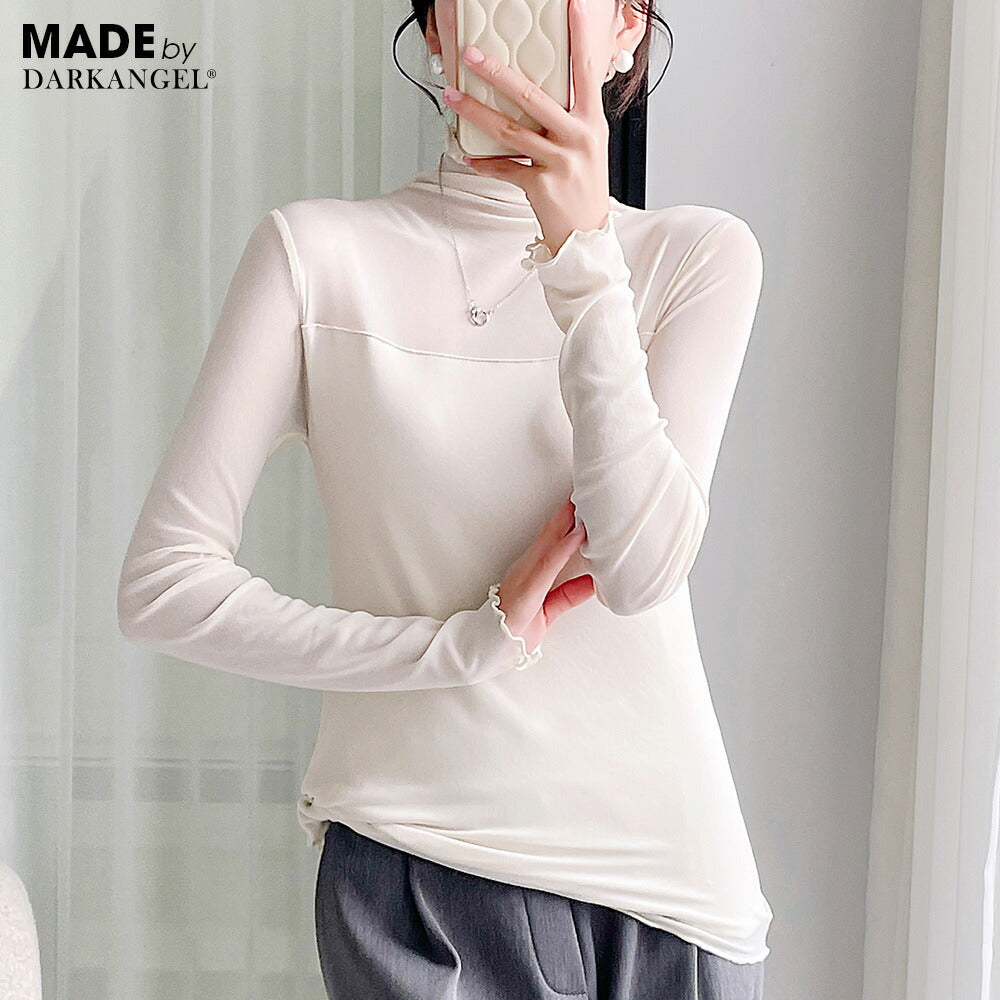 シアーハイネックトップス