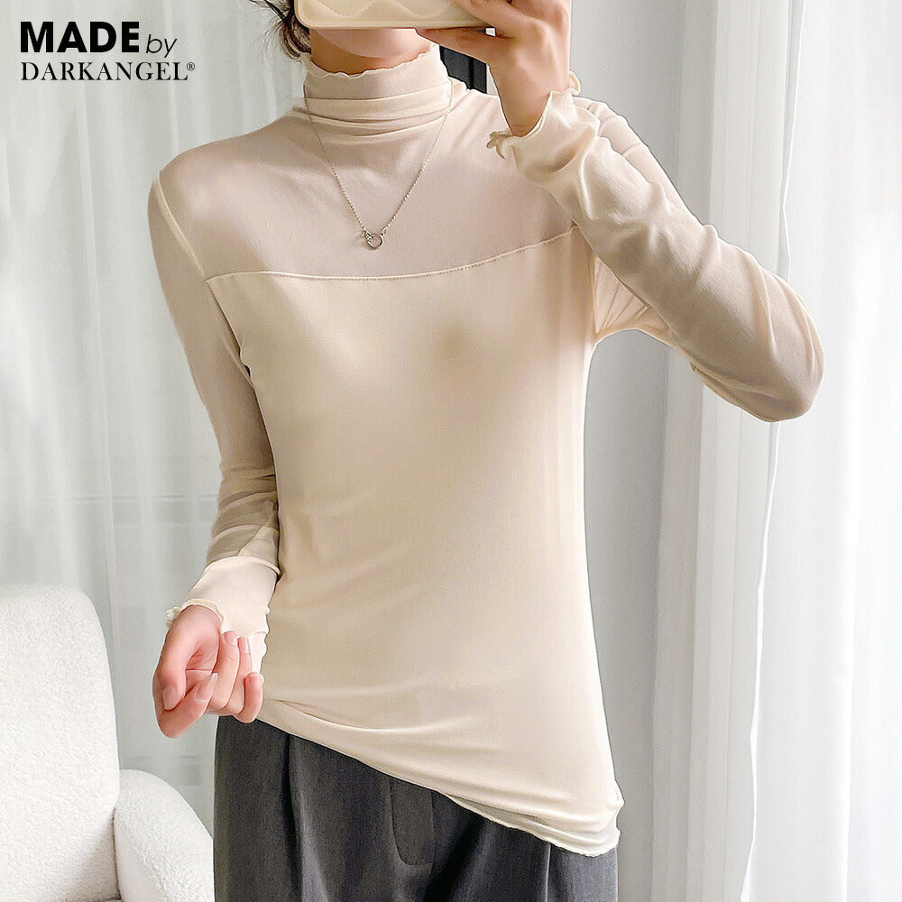 シアーハイネックトップス