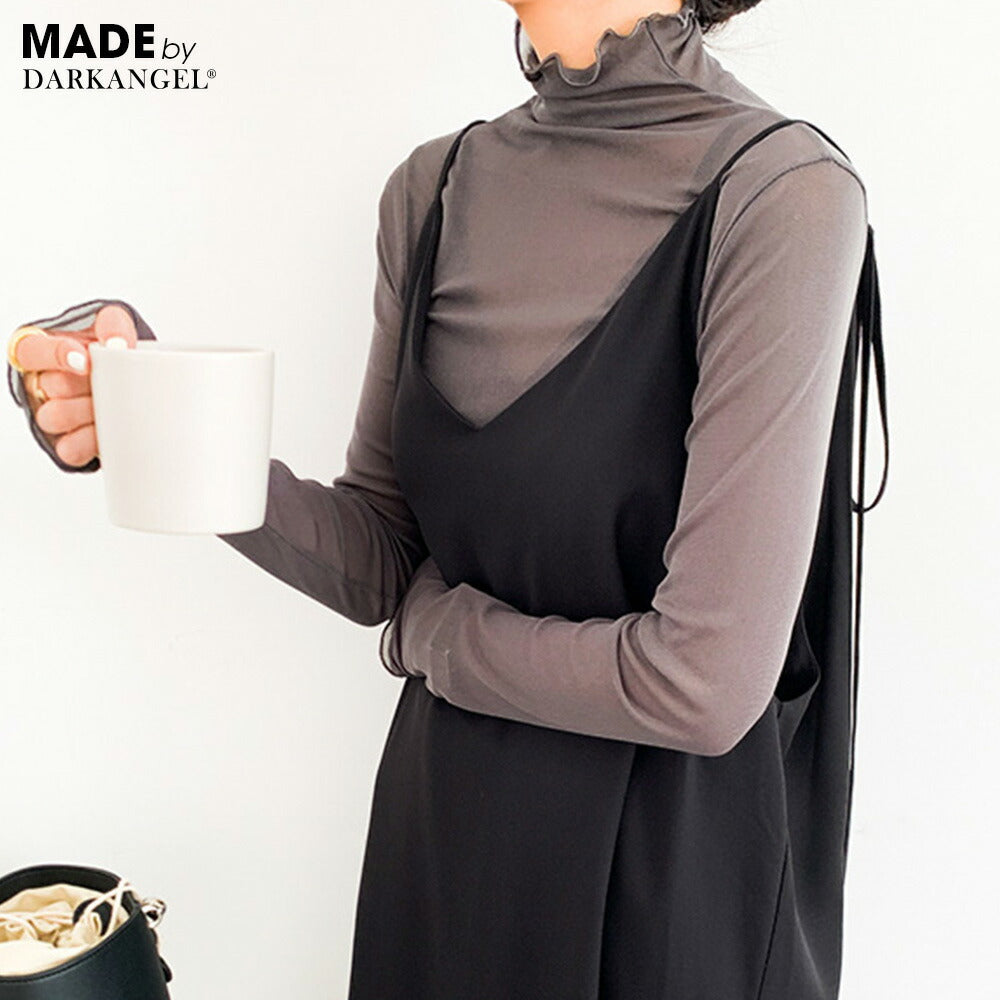 シアーハイネックトップス