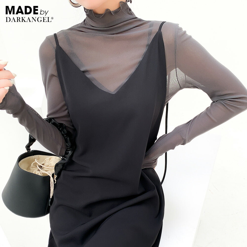 シアーハイネックトップス