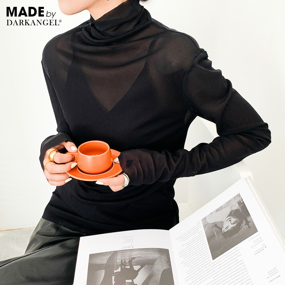 シアーハイネックトップス