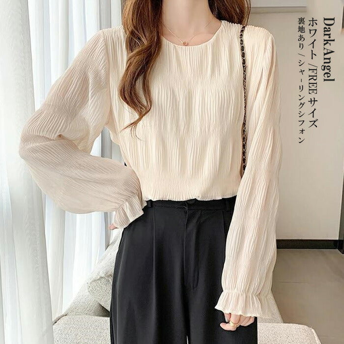 春の透け感シフォンブラウス