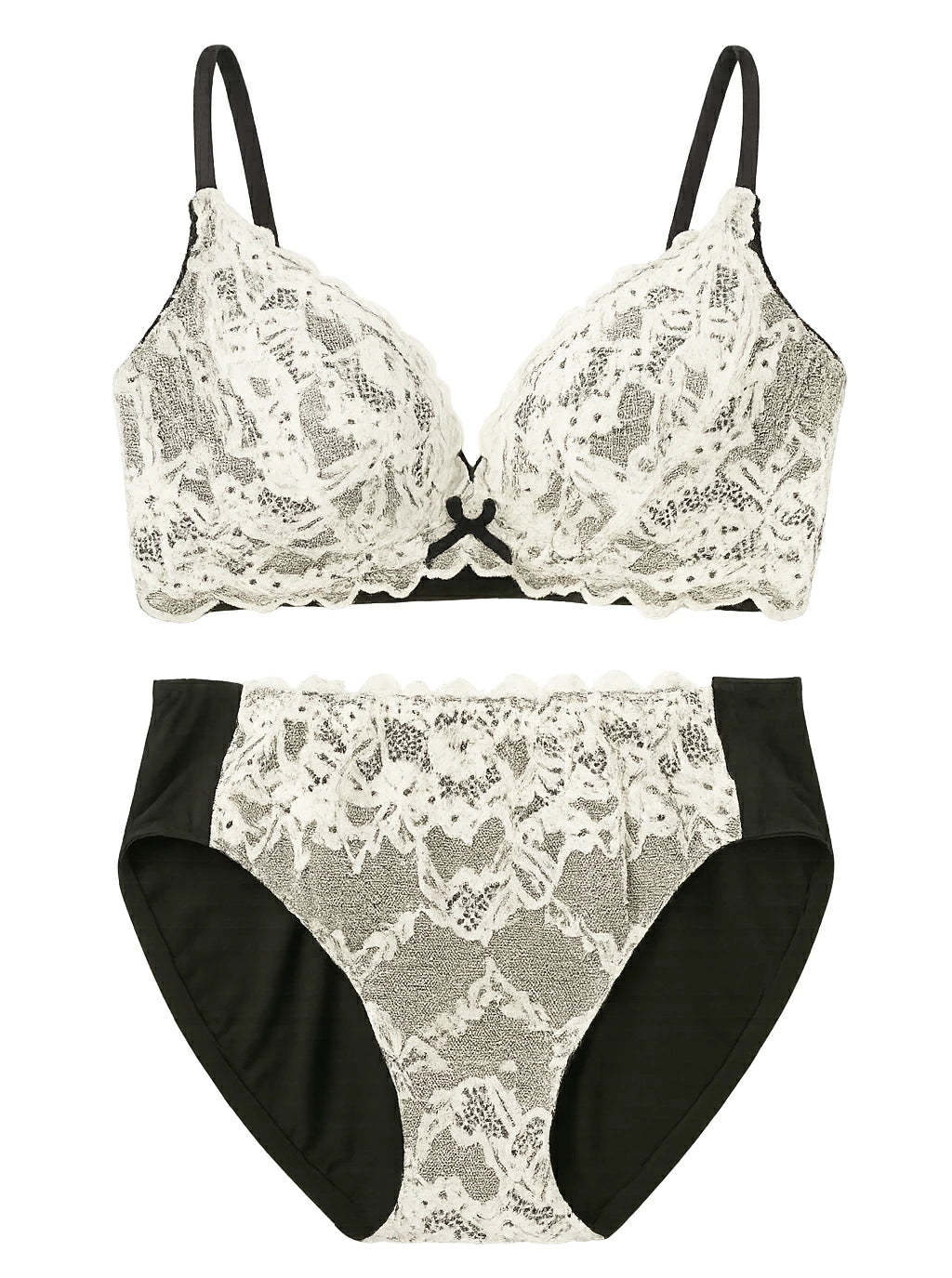 ノンワイヤー ブラ ショーツセット 盛れる 谷間 ブラ&ショーツ 脇高 盛りブラ ノンワイヤーブラジャー ショーツセット レース 下着