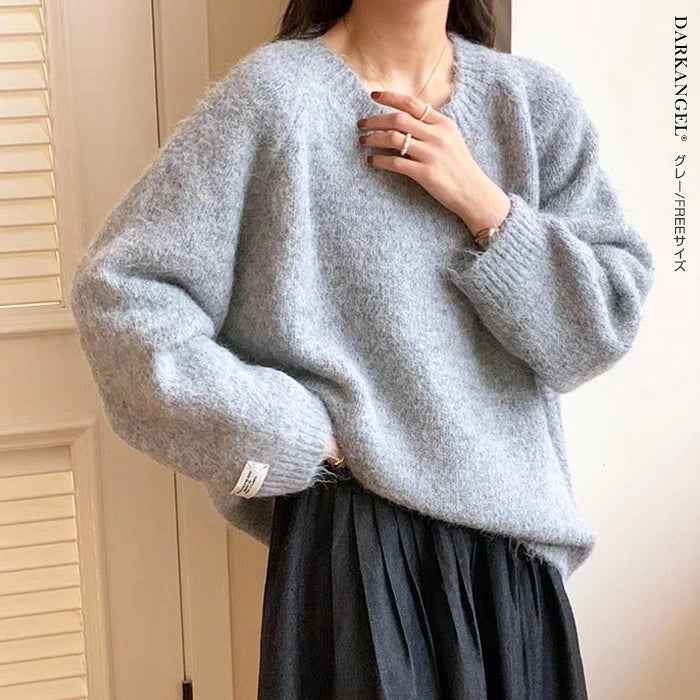 袖タグ付きニットプルオーバー