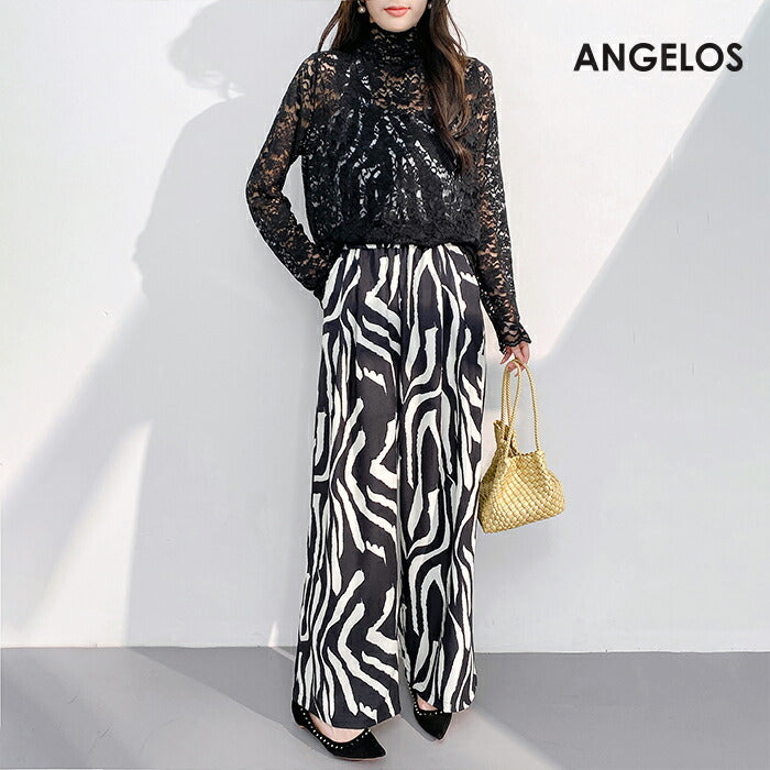 花柄ストレッチ長袖Tシャツ