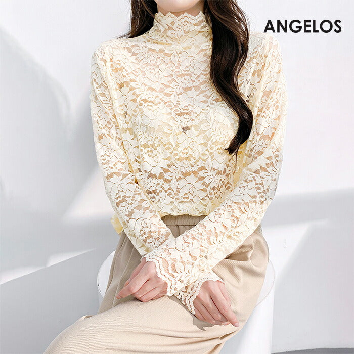 花柄ストレッチ長袖Tシャツ