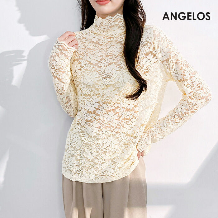 花柄ストレッチ長袖Tシャツ