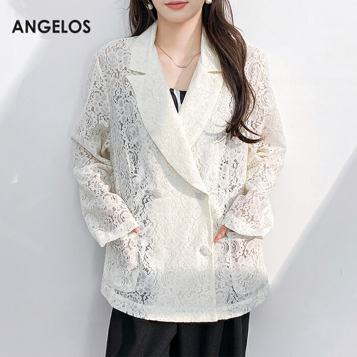 総レースダブルテーラードジャケット