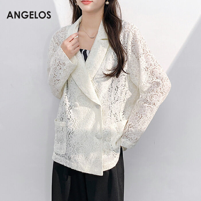 総レースダブルテーラードジャケット