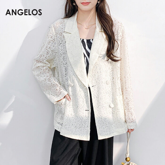 総レースダブルテーラードジャケット