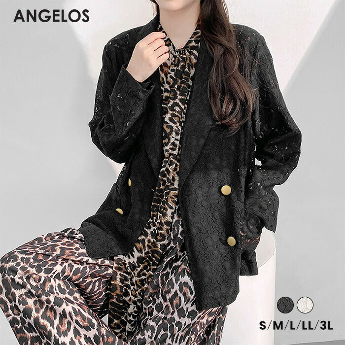 総レースダブルテーラードジャケット