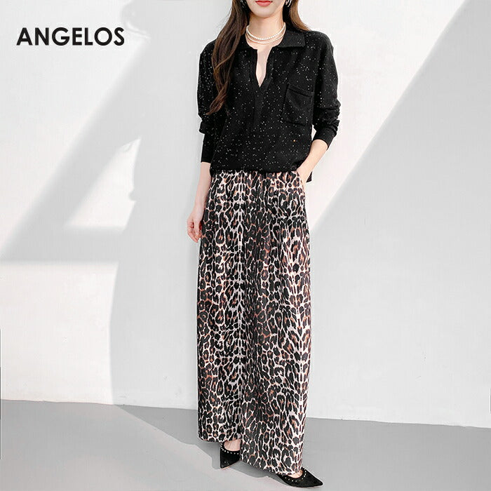 スパンコールオープンカラーニット