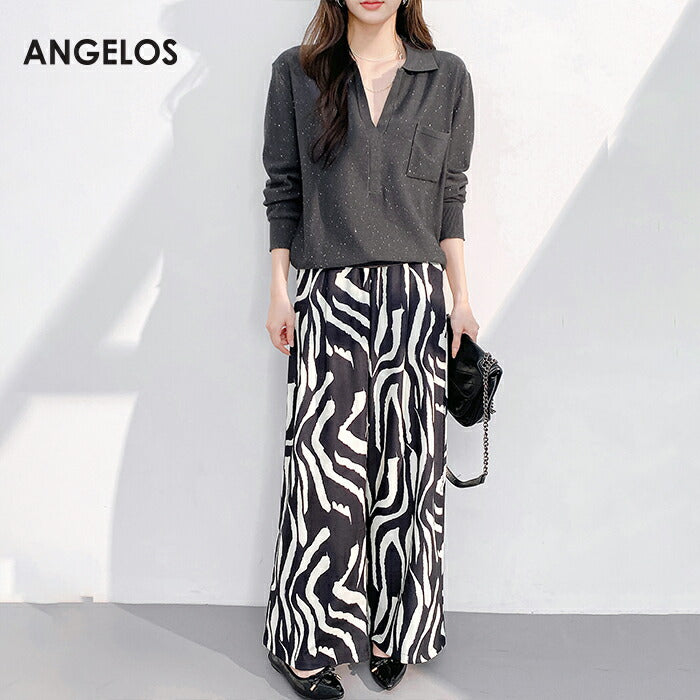 スパンコールオープンカラーニット