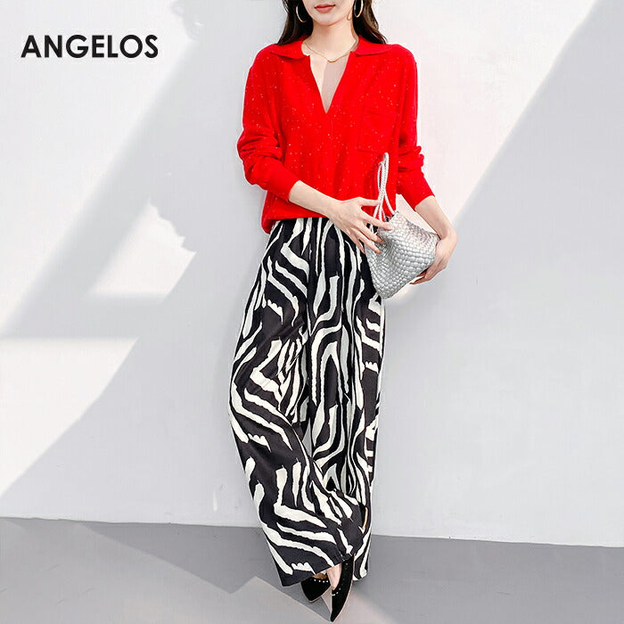 ツイル生地ツータックワイドパンツ