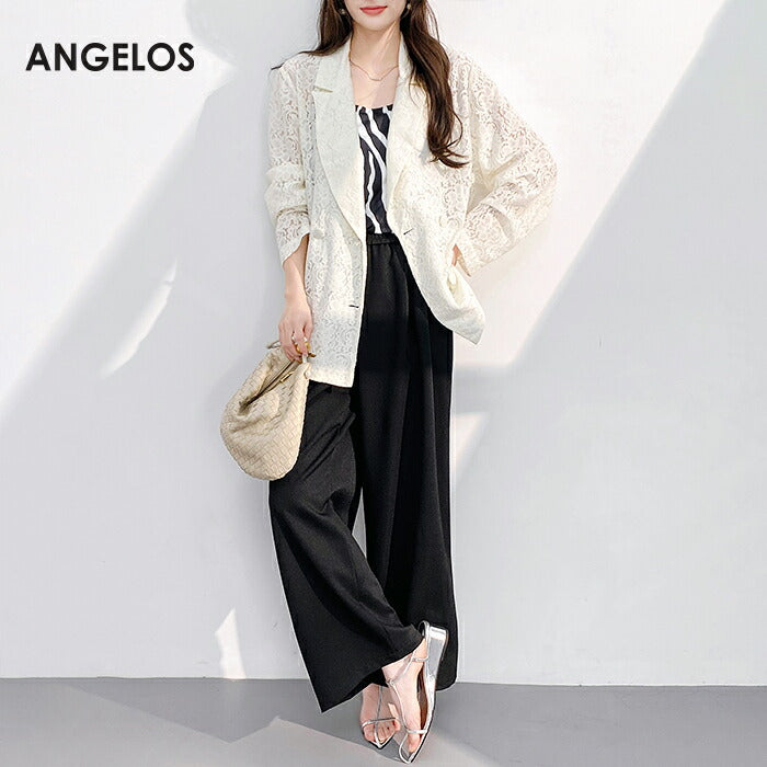 ツイル生地ツータックワイドパンツ