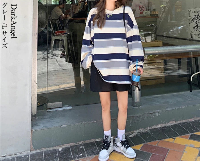 マルチボーダーオーバーサイズTシャツ