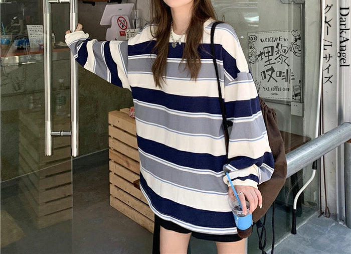 マルチボーダーオーバーサイズTシャツ