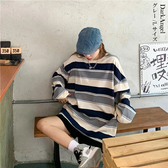 マルチボーダーオーバーサイズTシャツ